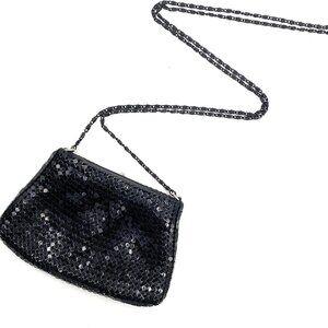 Vintage Black Metal Mesh Mini Crossbody Purse for Women with Chain, Small Evenin